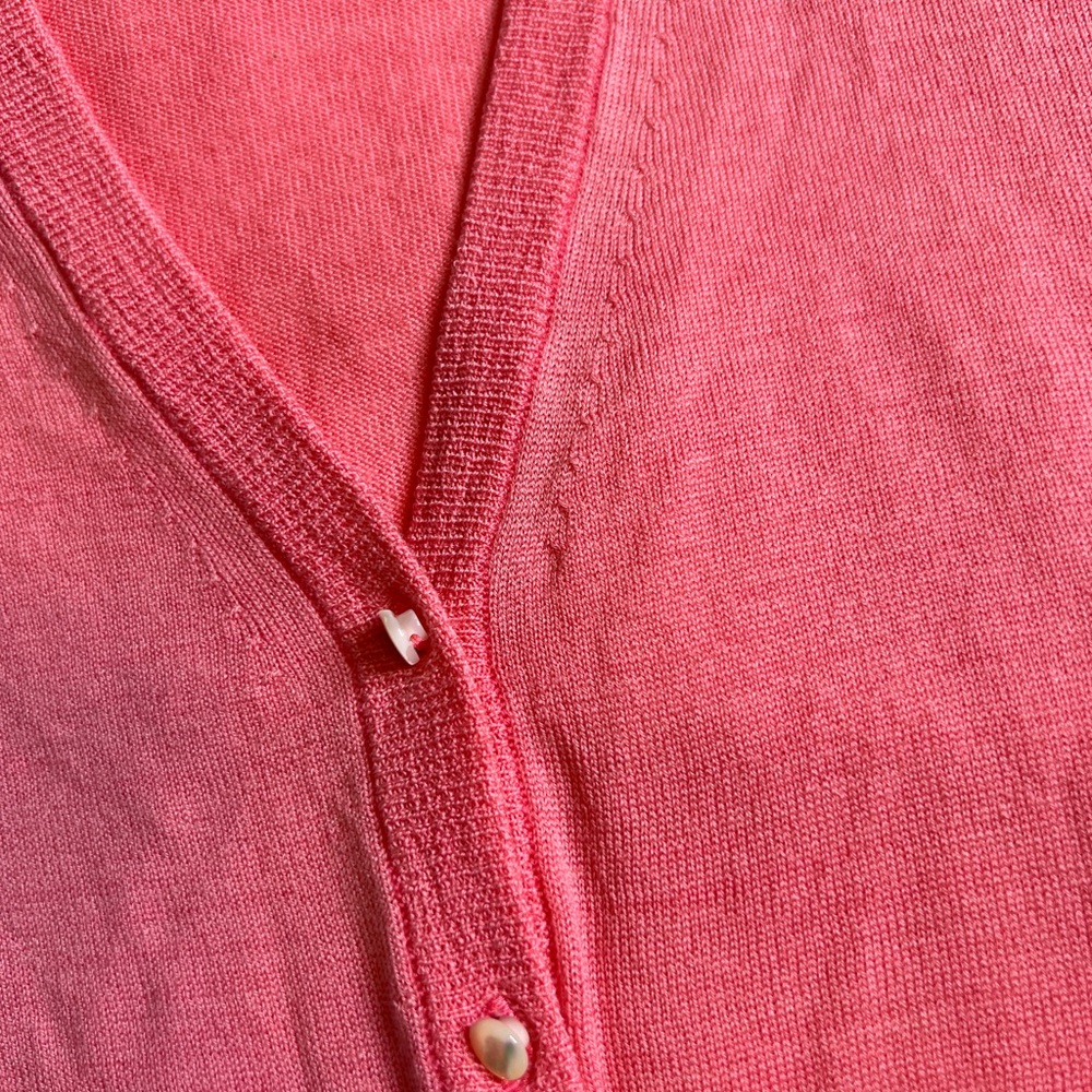 J.Crew Pink V-Neck Cardigan Sweater – Lightweight Pearl Button - Picture 6 of 7